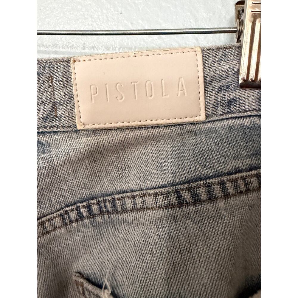 Pistola Nell Relaxed Straight Jeans 24 Light Wash Distressed Raw Hem Designer - Picture 6 of 10